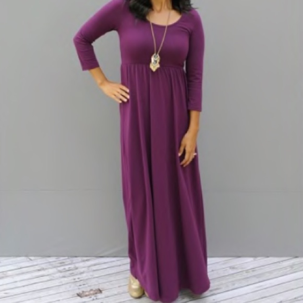 Purple empire waist maxi dress